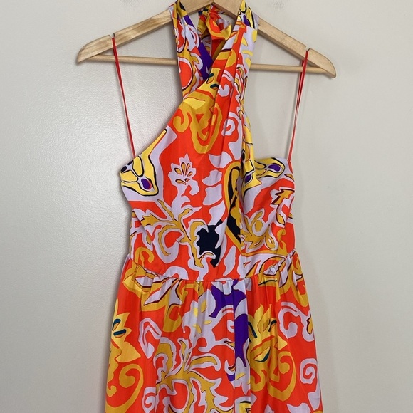 J Crew Silk Maxi Sarong Dress in Painted Paisley Orange Size 0 - Picture 5 of 16